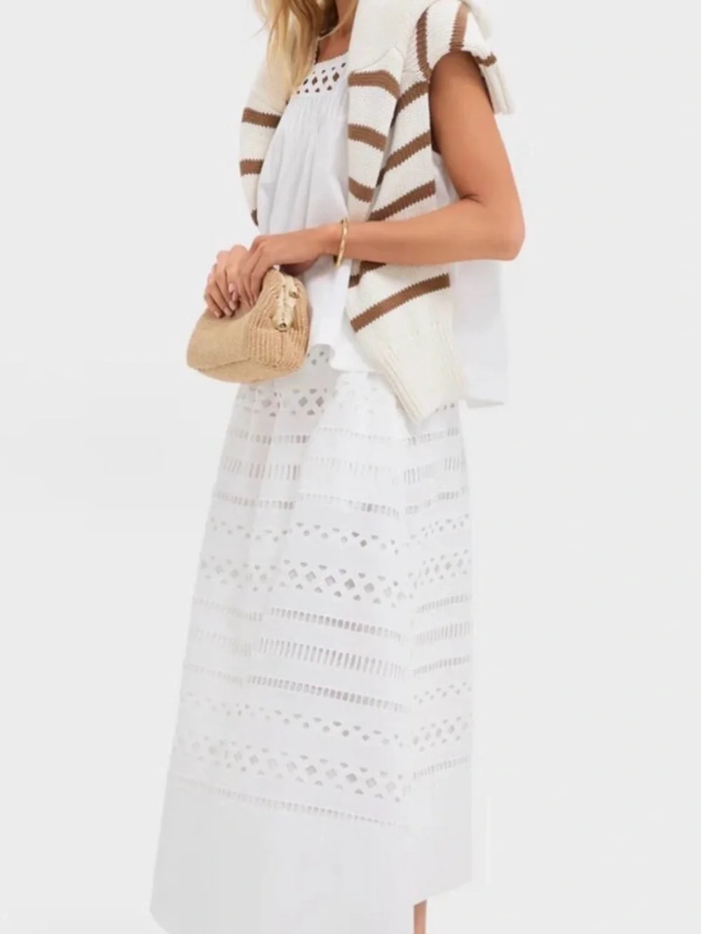 Tuckernuck x Studio McGee NWT White Cotton Eyelet Laurel Skirt size medium - Picture 2 of 9